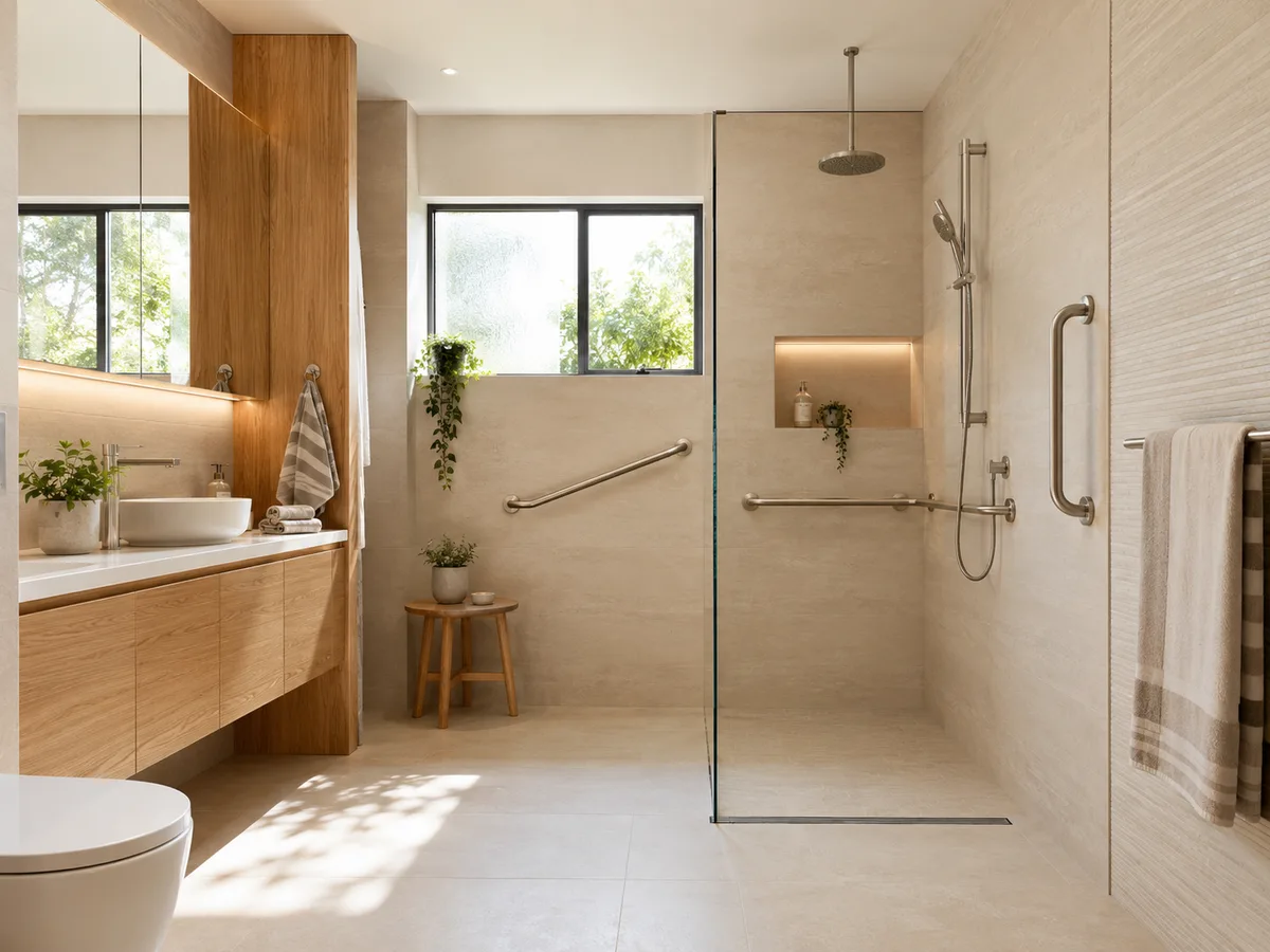 Accessible bathroom renovation with a level-entry shower in a Perth home