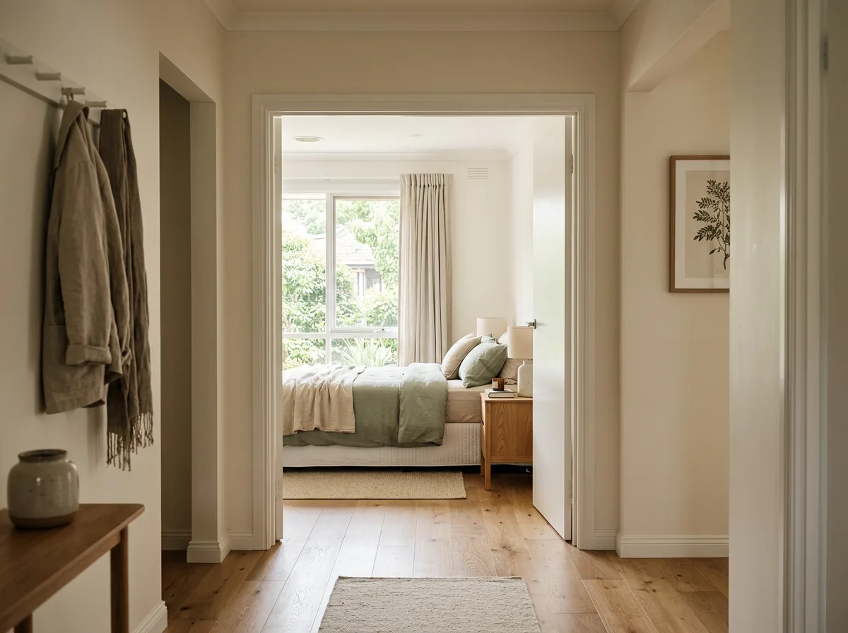 Widened internal doorway with a level threshold in a Perth home, seen from the hallway